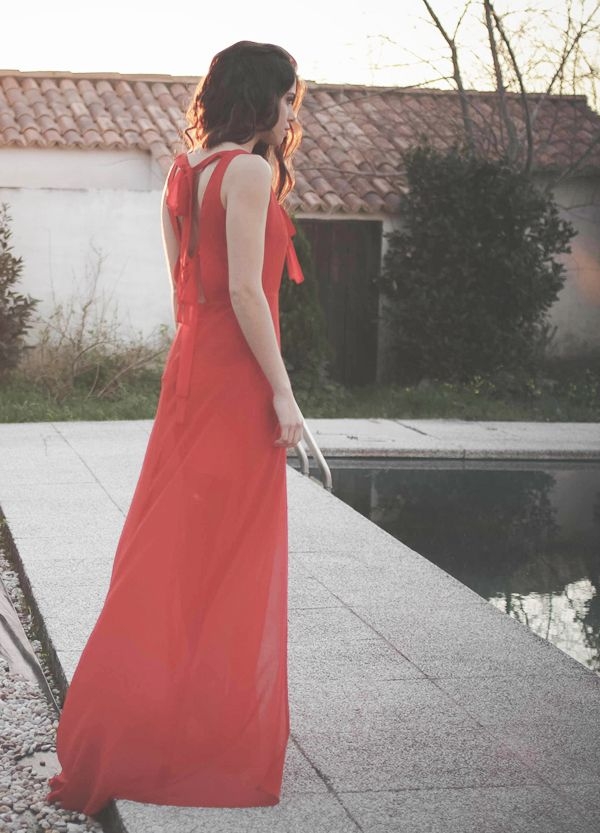 Vestido largo rojo arimoka boda